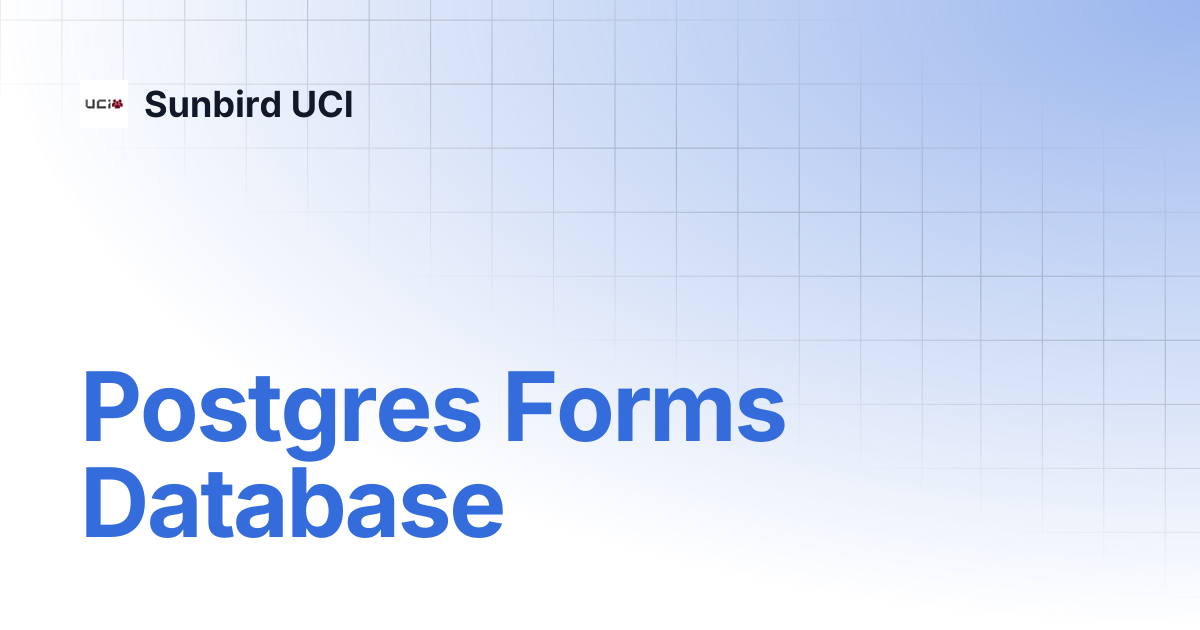 Postgres Forms Database | Sunbird UCI