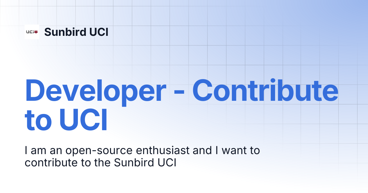Developer - Contribute to UCI | Sunbird UCI